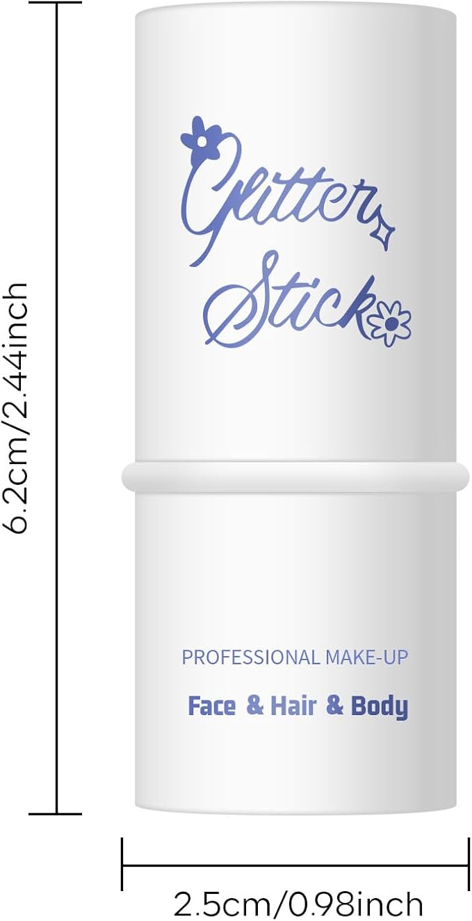 KYDA Body Glitter Stick, Chunky Glitter Gel for Face Body Hair, Sparkling Holographic Mermaid Sequins Paint, Waterproof Multiuse Makeup Glitter Gel, Blue