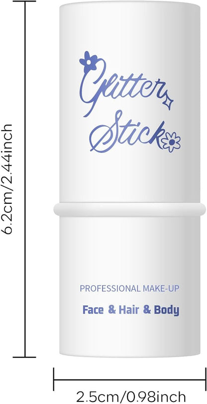 KYDA Body Glitter Stick, Chunky Glitter Gel for Face Body Hair, Sparkling Holographic Mermaid Sequins Paint, Waterproof Multiuse Makeup Glitter Gel, Silver