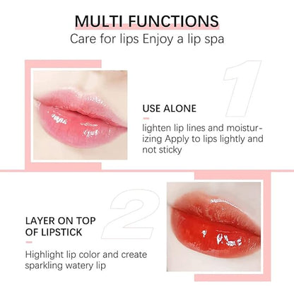 2PCS Hydrating Lip Glow Oil, Lip Oil Gloss Transparent Toot Tinted Nourishing Long Lasting Repairing Lightening Lip Lines (CHERRY) 0.2 OZ