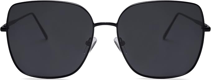 SOJOS Trendy Oversized Square Metal Frame Sunglasses for Women Men Retro Big Flat Lens UV Protection Sunglasses SJ1146