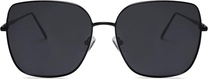 SOJOS Trendy Oversized Square Metal Frame Sunglasses for Women Men Retro Big Flat Lens UV Protection Sunglasses SJ1146