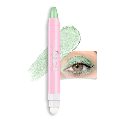 2-in-1 Cream Eyeshadow & Highlighter Stick, Waterproof Greenish Cyan Shimmer Eye Shadow Pencil for Women, Long-Lasting Pigmented Makeup, sombras para ojos 09