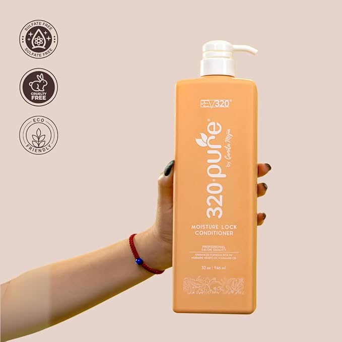 320Pure Moisture Lock Conditioner 32oz, Hydrating, Moisturizing Hair Conditioner for Women & Men, Sulfate-Free, Keratin & Argan Oil Formula for Color-Treated, Damaged, Dry, Straight and Curly Hair