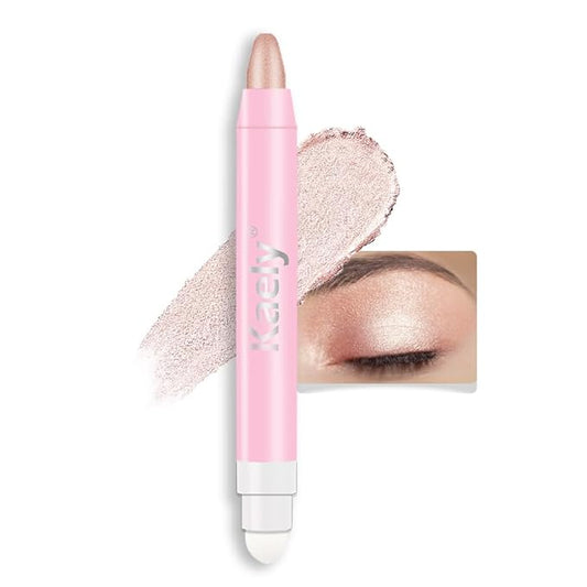 2-in-1 Cream Eyeshadow & Highlighter Stick, Waterproof Champagne Shimmer Eye Shadow Pencil for Women, Long-Lasting Pigmented Makeup, sombras para ojos 13