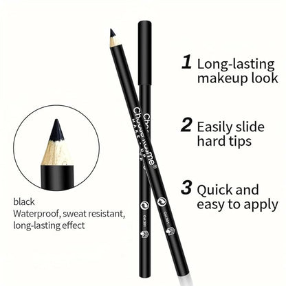 12 Pcs Black Eyeliner Penicls Eyebrow Set for Women, Highly Pigmented, Easy to Color, Long Lasting,Professional Eye Makeup Pencil, Soft & Smooth (12Pcs-Smooth Creamy Black Pencil)
