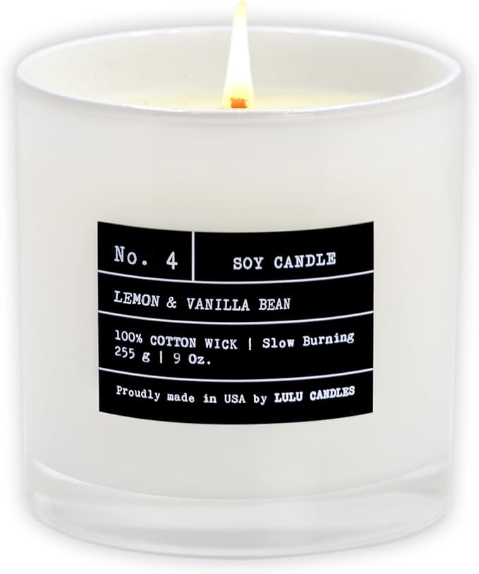 Lulu Candles | Lemon & Vanilla Bean | Luxury Scented Soy Jar Candle | Hand Poured in The USA | Highly Scented & Long Lasting (9 Oz.)