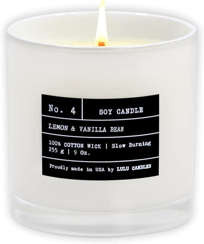 Lulu Candles | Lemon & Vanilla Bean | Luxury Scented Soy Jar Candle | Hand Poured in The USA | Highly Scented & Long Lasting (9 Oz.)