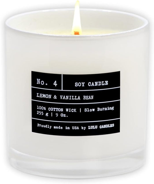 Lulu Candles | Lemon & Vanilla Bean | Luxury Scented Soy Jar Candle | Hand Poured in The USA | Highly Scented & Long Lasting (9 Oz.)