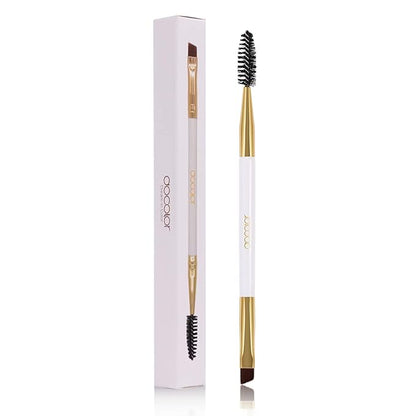Docolor Eyebrow Brush Duo Eyebrow Spoolie Professional Angled Eye Brow Brush Perfect for Lining and Shaping Brows, Spoolie for Brows or Lashes White