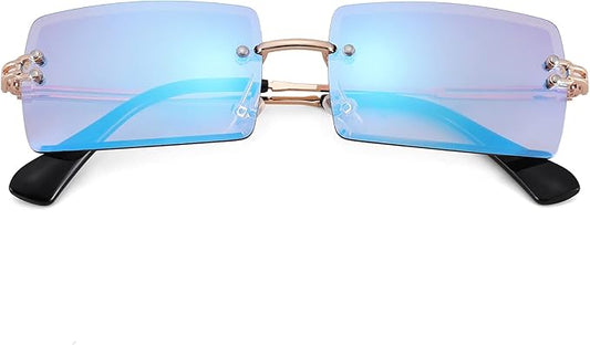 Rectangle Sunglasses for Men/Women Small Rimless Square Shade Eyewear