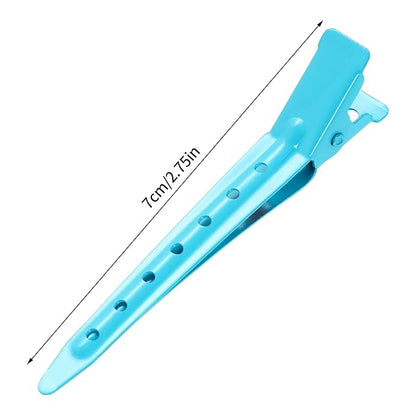 24 Packs Duck Bill Clips, Bantoye 2.75 Inches Rustproof Metal Alligator Curl Clips with Holes for Hair Styling, Hair Coloring, Blue