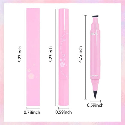 8 Pcs Double-Side Black Liquid Eyeliner Stamp Pens Set,Triangle Wing Eye Tail Cat Eye Stamp Makeup, Long Lasting Liquid Eye Liner,Waterproof & Smudgeproof Makeup (Black-1, 8Pack)