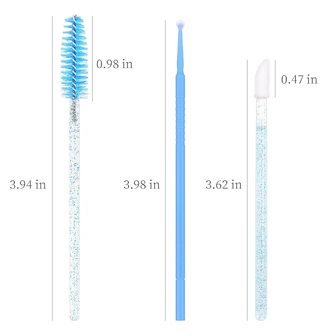 300 PCS Eyelash Extension Supplies Kit Disposable Micro Swab Brush Eyebrow Spoolies Lip Stick Brush Mascara Wand Applicator Makeup Brush Tool(Blue Sets)