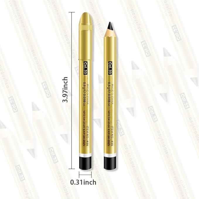 12 Pcs Black Pencils Set for Paint to Draw Eyebrows, Eyeliner, Eyelids, Hair, Beard,Etc. Daily Makeup (BLACK-12pcs)