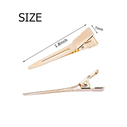 100 Packs golden Alligator Curl Clips, bandenger 1.8 Inch Single Prong Clips Hair Accessories,for Girls and Women,Hair Styling,Hair Coloring, Random Color (golden)