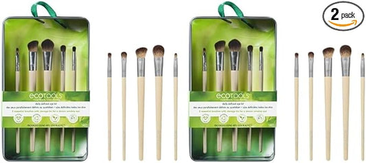 EcoTools Daily Defined Eye Makeup Brush Kit, Travel Friendly, Versatile Eye Makeup Looks, Convenient Makeup Tools On-The-Go, For Eyeshadow & Eye Liner, Eco-Friendly Makeup Brushes, 5 Piece Set