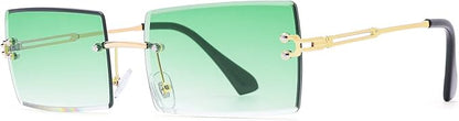 Rectangle Sunglasses for Men/Women Small Rimless Square Shade Eyewear