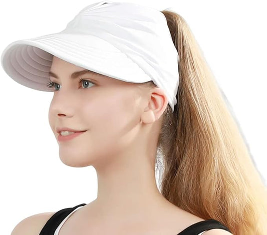 Sun Hat Women Sun Beach Visor Cap UV Protection with Wide Brim for Sports Beach Golf Hiking