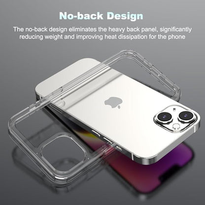 for iPhone 14/13 Clear Frame No-Back Case, Thin Ultra-Light Anti-Yellowing Transparent Protection Heat Dissipation Phone Cover Case 6.1"