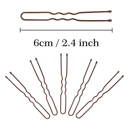 330 Count U Shaped Hair Pins Brown, YINGFENG 2.4inch Brown Bun Pins Bun Hair Pins for Women Girls with Storage Box, Hair Accessories for All Hair Types