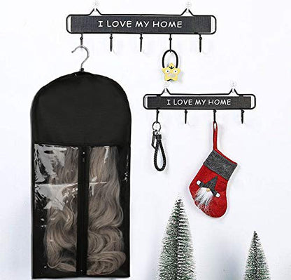 10 Pack Hair Extension Storage Bag Hair Extension Hanger Strong Holder Dust-proof Portable Suit with Transparent Zip Up Closure- Lightweight, Waterproof and Portable (Black)