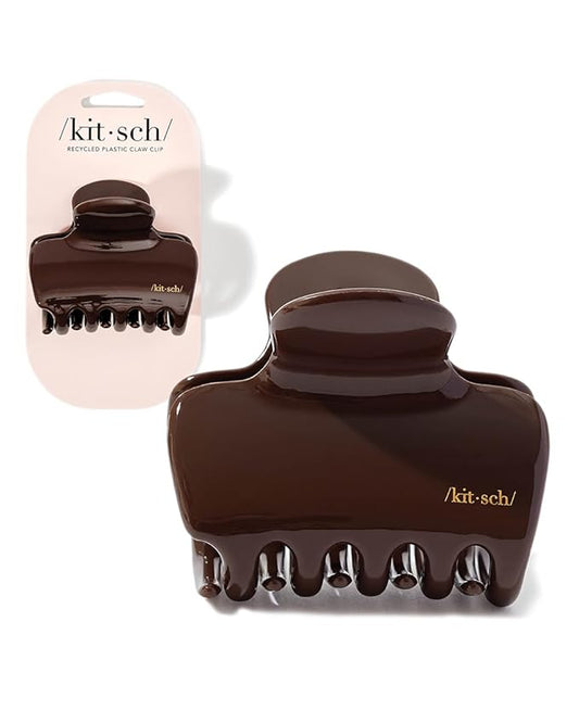 Kitsch Plastic Puffy Claw Clip for Women - 3.15 Inches Claw Clips for Full or Half Ponytail, Secure Hold for Thick Hair, Ideal for Everyday Use, Stylish Hair Accessories - Chocolate, 1pc