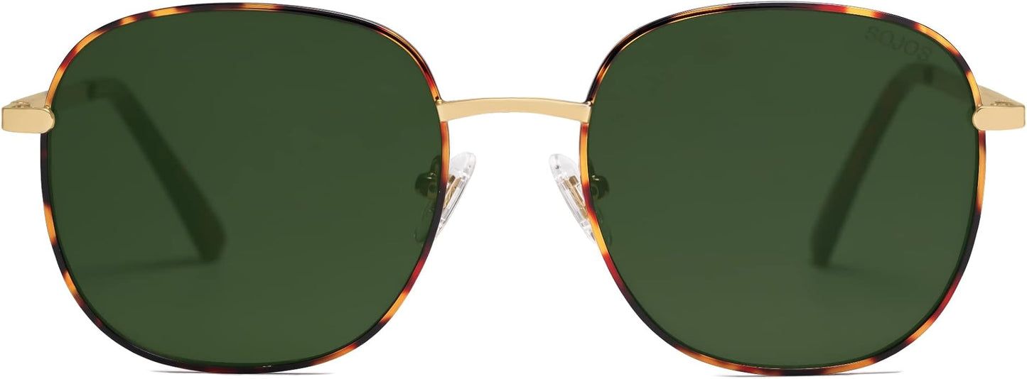 SOJOS Classic Trendy Square Sunglasses for Women Men Cute Big Frame Gold Shades SJ1137
