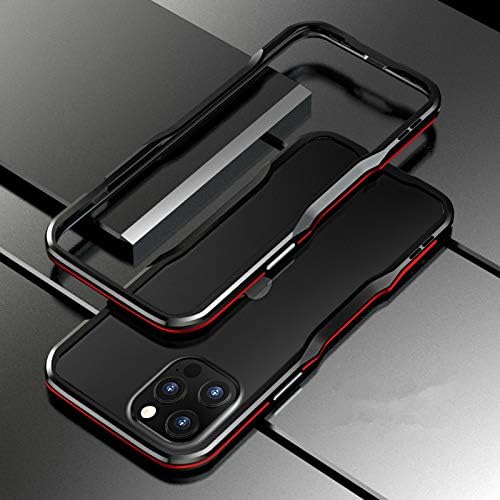 HENGHUI Aluminum Bumpers Compatible with iPhone 12 Pro/iPhone 12 6.1-INCH Bumper Case Metal Frame Bumper Cover Shock Absorbent Slim Cool Design (iPhone12/iPhone12Pro, Black+Red)