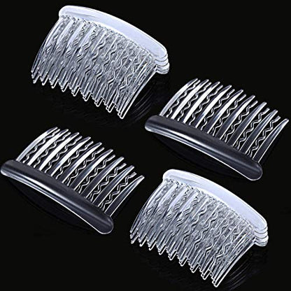 12 Pieces Plastic Teeth Hair Combs Tortoise Side Comb Hair Accessories(Transparent)