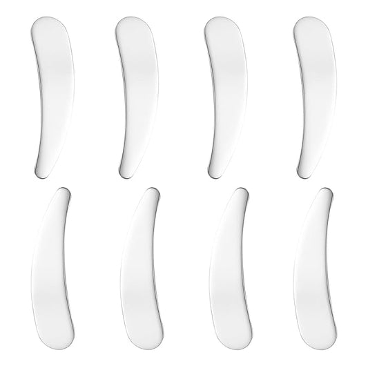 8 Pcs Mini Metal Cosmetic Spatulas,Reusable Cosmetic Cream Spatulas Spoon,Skincare Spatula Mixing and Sampling Makeup Cosmetic Beauty Tools,Practical Beauty Accessories (Silver)