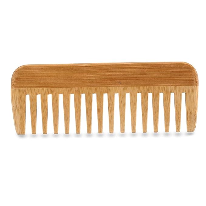 1pc Wood color Natural Bamboo Wide Tooth Comb Detangling Combs Anti-Static Curly Hair For Women Men Smoothing Massaging Home Salon Use Bamboo Hair Brushes For Women Styling Tools and Appliances