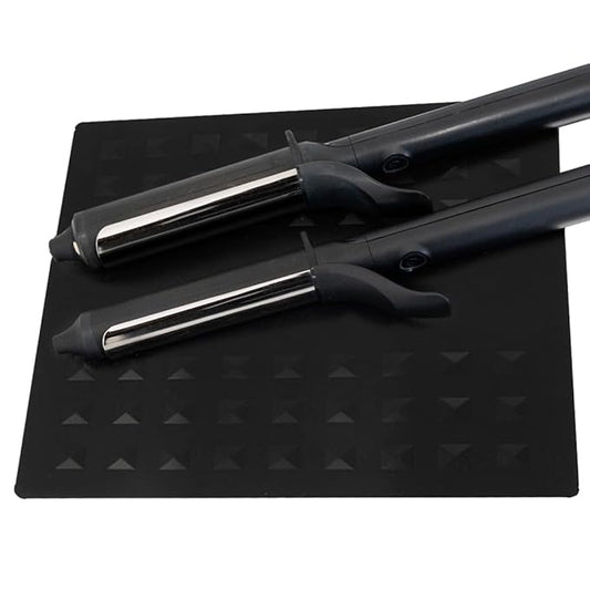Colortrak Heat-Resistant Styling Station Mat, Silicone Mat Prevents Work Surfaces from Heat Damage of Styling Tools, Prevent Tool from Falling or Slipping, Black, 9 x 11 inches
