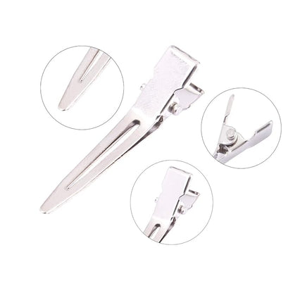 100 Packs silvery Alligator Curl Clips, bandenger 1.8 Inch Single Prong Clips Hair Accessories,for Girls and Women,Hair Styling,Hair Coloring, Random Color (silvery)