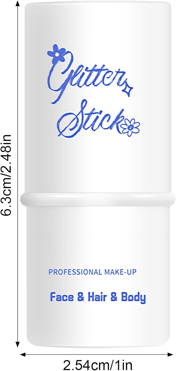 Body Glitter Stick, Chunky Glitter Gel for Face Body Hair, Face Glitter Gel Makeup, Sparkling Holographic Mermaid Sequins Paint, Waterproof Multiuse Makeup Glitter Face Paint, 06#Silver