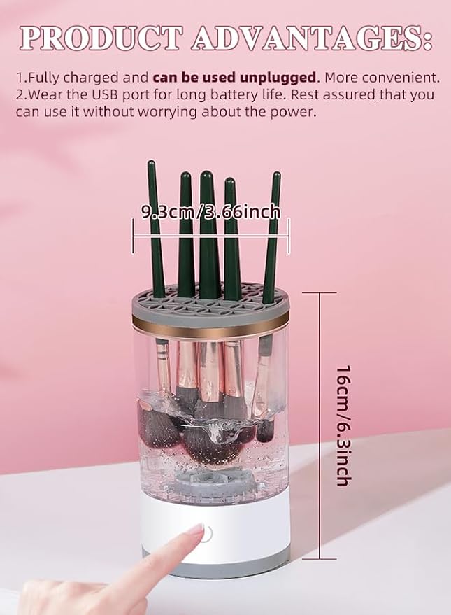 PRO Makeup Brush Cleaner, Electric Automatic Rotating Cosmetic Brush Cleaner, Portable Makeup Suitable for Use of the Size of the Makeup Brush