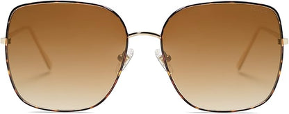 SOJOS Trendy Oversized Square Metal Frame Sunglasses for Women Men Retro Big Flat Lens UV Protection Sunglasses SJ1146