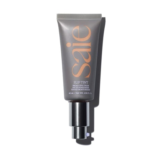 Saie Slip Tint Tinted Moisturizer with SPF 35 - Light Coverage, Glowy Skin Tint & Mineral Sunscreen for Face with Hydrating Hyaluronic Acid - Summer Makeup Essential - Shade Four + Half (1.35 oz)