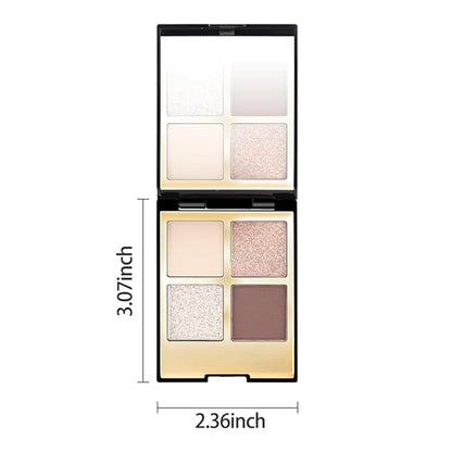 4 Colors Eyeshadow Makeup Palette,Nude Rose Gold Brown Highly Pigmented Natural Neutral Nude Eye Shadow Palette with Mirror,Long Lasting Naturing-Looking,Waterproof,Blendable,Travel Size