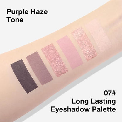 6 Color Eyeshadow Makeup Palette, 6 Nude Champagne Gold Pink Rose Gold Black Brown Mauve Eyeshadows Palette, Everyday Matte Shimmer Finish Eye Makeup Looks,Travel Friendly Size, Built-in Mirror 07#