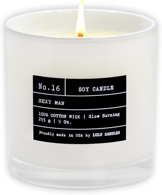 Lulu Candles | Sexy Man | Luxury Scented Soy Jar Candle | Hand Poured in The USA | Highly Scented & Long Lasting (9 Oz.)