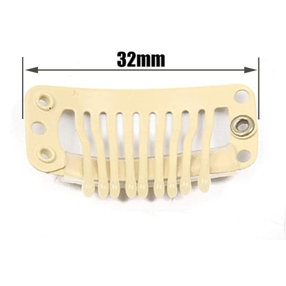 30pcs Wig Clips Stainless Steel Snap Clips for Hair Extensions DIY Wig Combs Toupee Clips 9-teeth 32mm 1.2g/pc (Beige)