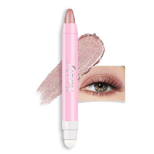 2-in-1 Cream Eyeshadow & Highlighter Stick, Waterproof Rose Pink Shimmer Eye Shadow Pencil for Women, Long-Lasting Pigmented Makeup, sombras para ojos 23