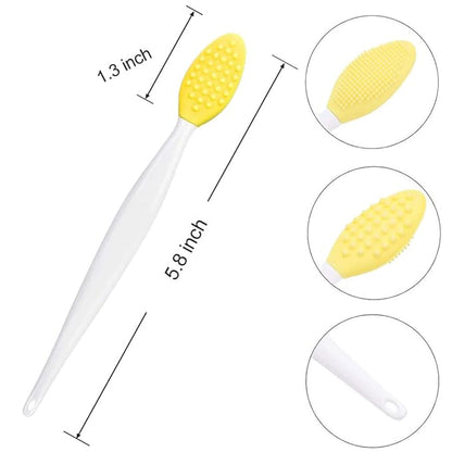 5 Pcs Mini Exfoliating Brush Set - 2 Pcs Silicone Facial Cleansing Brush and 3 Pcs Lip Scrub Brush