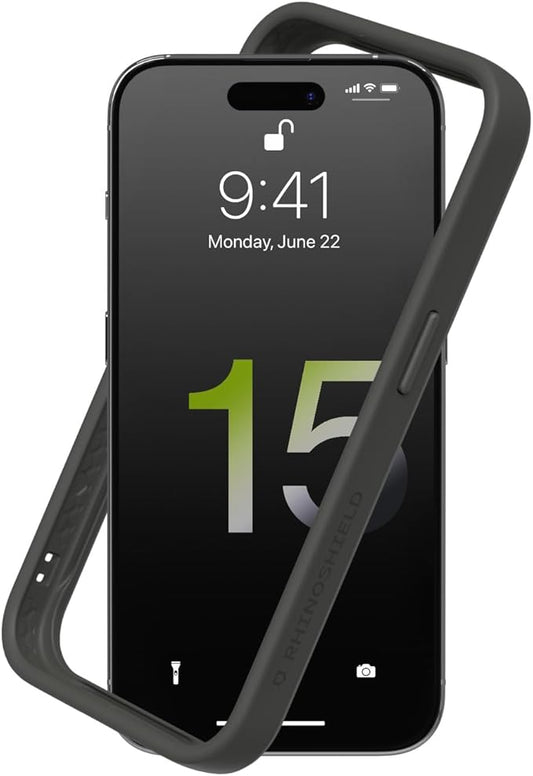 RhinoShield Bumper Case Compatible with [iPhone 15 Pro Max] | CrashGuard - Shock Absorbent Slim Design Protective Cover 3.5M / 11ft Drop Protection - Graphite