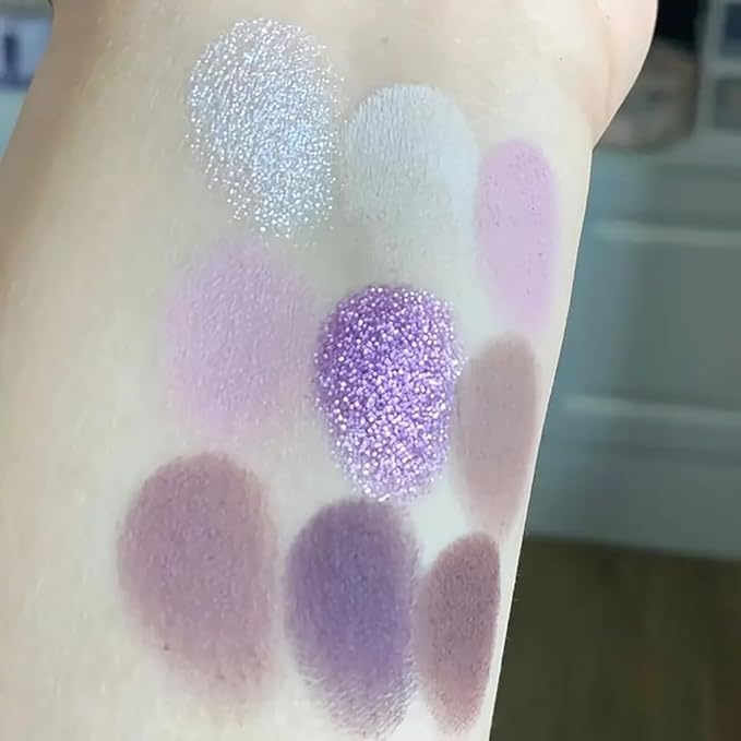 9 Colors Eyeshadow Palette Set - Mauve Purple Taupe Eyeshadow Themes, High Pigmented Blendable Matte & Glitter Shimmer Finishes, 24-Hour Long Wear Eye Makeup for Christmas Party & Music Festival