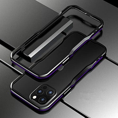 HENGHUI Aluminum Bumpers Compatible with iPhone 12 Mini 5.4-INCH Bumper Case Metal Frame Bumper Cover Shock Absorbent Slim Cool Design (iPhone12Mini, Black+Purple)