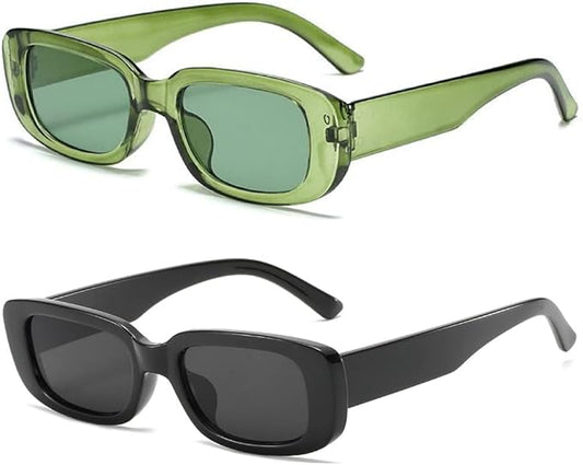 Dollger Rectangle Sunglasses for Women Men Trendy Retro Fashion Sunglasses UV 400 Protection Square Fram