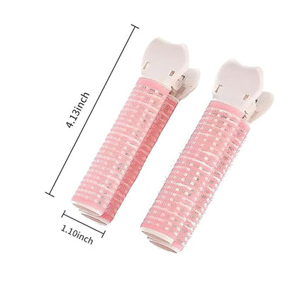 4 Pcs Pink Hair Rollers with Clip for Volumizing Bangs Curls - DIY Hair Styling Accessories Tool and Portable Self Grip Volume Clips，Volumizing Hair Clips,Styling Tools and Appliances
