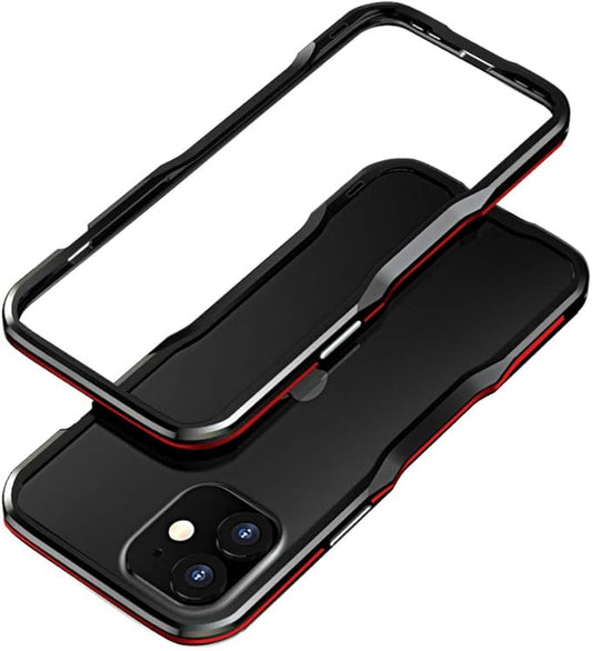 HENGHUI Aluminum Bumpers Compatible with iPhone 12 Mini 5.4-INCH Bumper Case Metal Frame Bumper Cover Shock Absorbent Slim Cool Design (iPhone12Mini, Black+Red)