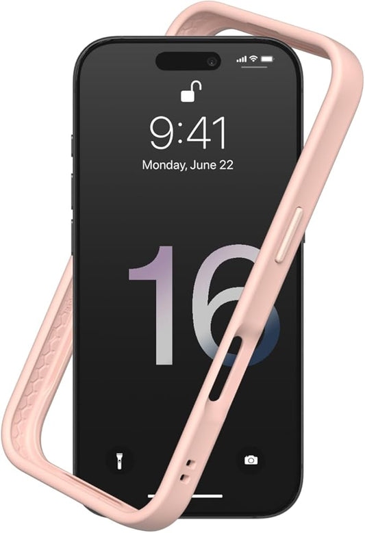 RhinoShield Bumper Case Compatible with [iPhone 16 Pro] | CrashGuard - Shock Absorbent Slim Design Protective Cover 3.5M / 11ft Drop Protection - Blush Pink